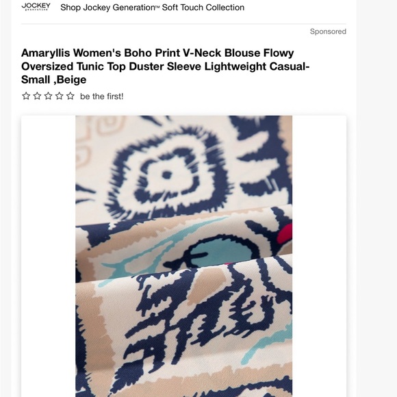 Bohemian Print V-Neck Top - Picture 6 of 6